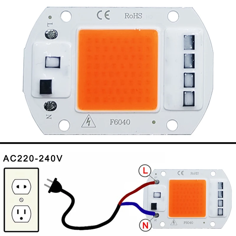 Chip de cuentas LED Phyto lámpara de espectro completo AC220V 10W 20W 30W 50W para plántulas de plantas de interior e iluminación para crecimiento de flores