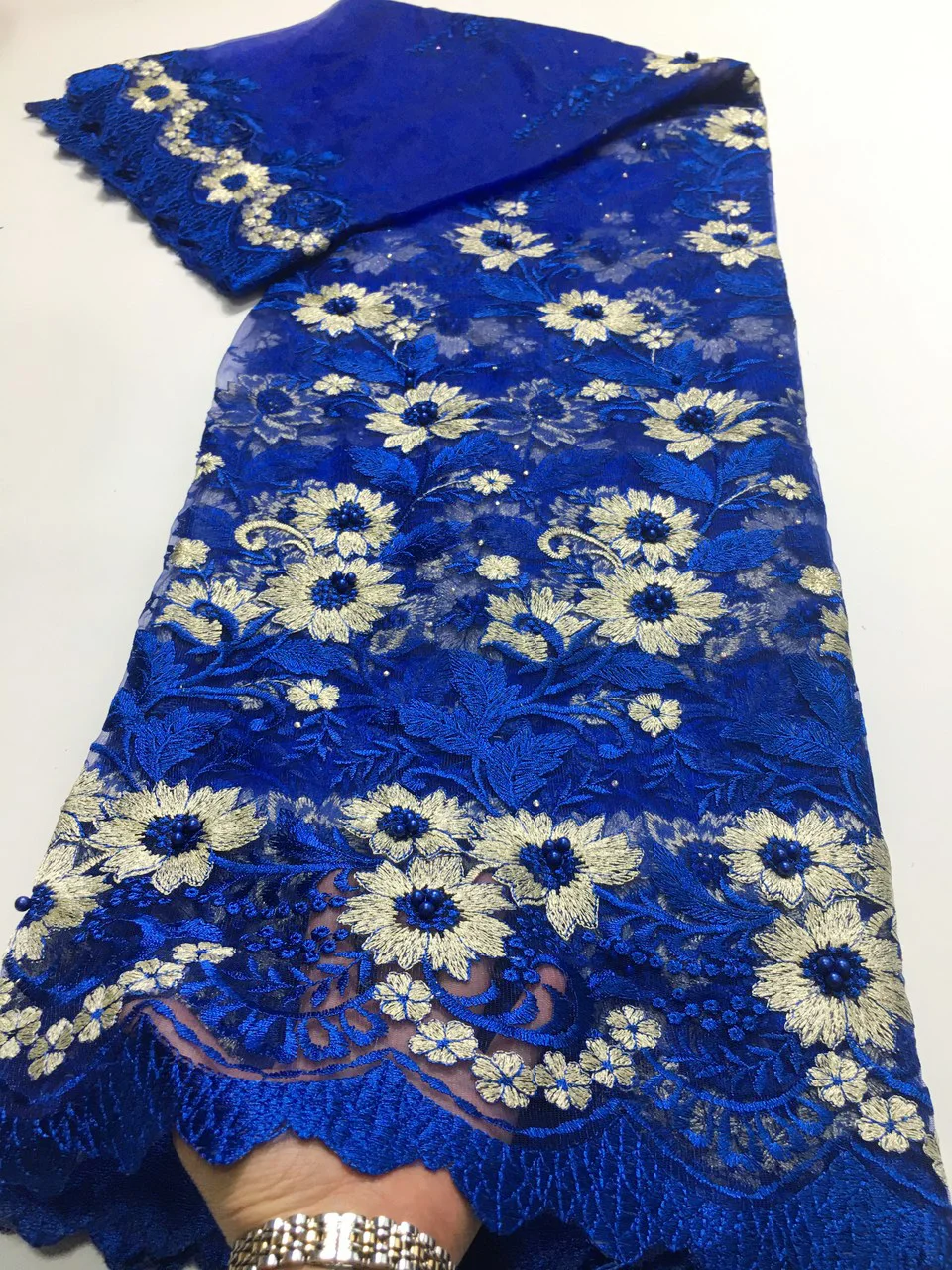 Royal Blue French Tulle Lace Fabric 5 Yards African Lace Fabric 2021 High Quality Nigerian Lace Fabric For Party Dress M4679