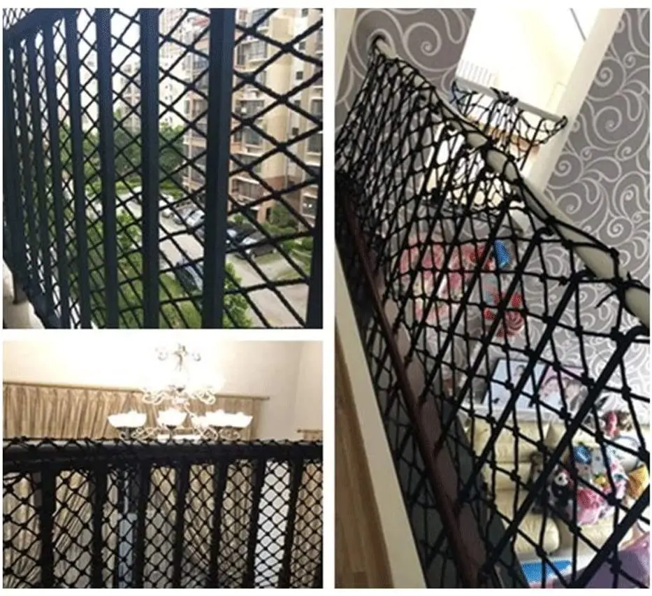 Black Nylon Safety Netting Stair Balcony Safety Protection Fence Kids Toddler Safe Deck Anti Falling Net Garden Net Safe Fence