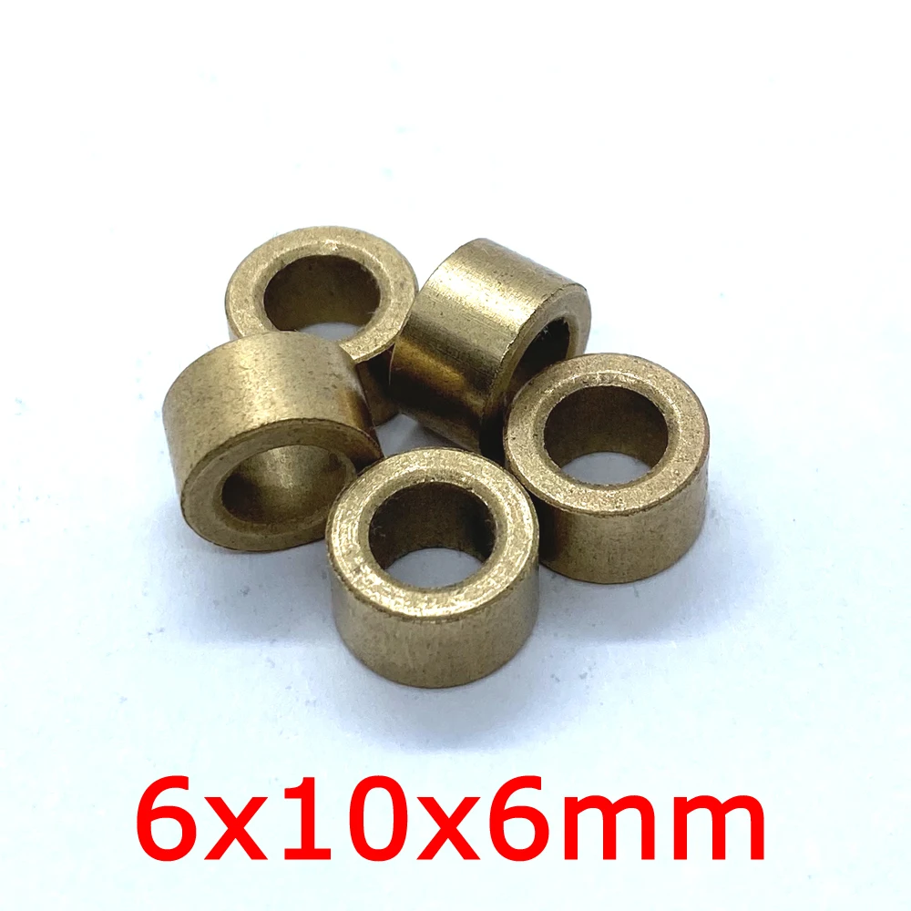 6x10x6mm Oil Sintered Tin Bronze Bearing 6mm Pin Shaft Copper Alloy Slide Bush Brass Self Lubricating Plain Bushing