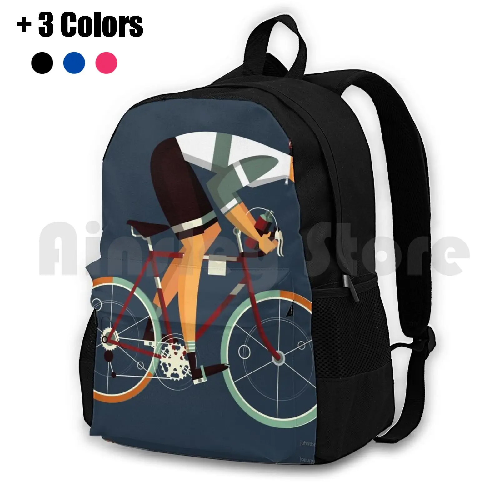 Vintage Cyclist Racing-Athlete Outdoor Hiking Backpack Riding Climbing Sports Bag Athlete Racing Bike Bikes Cycle Cycling