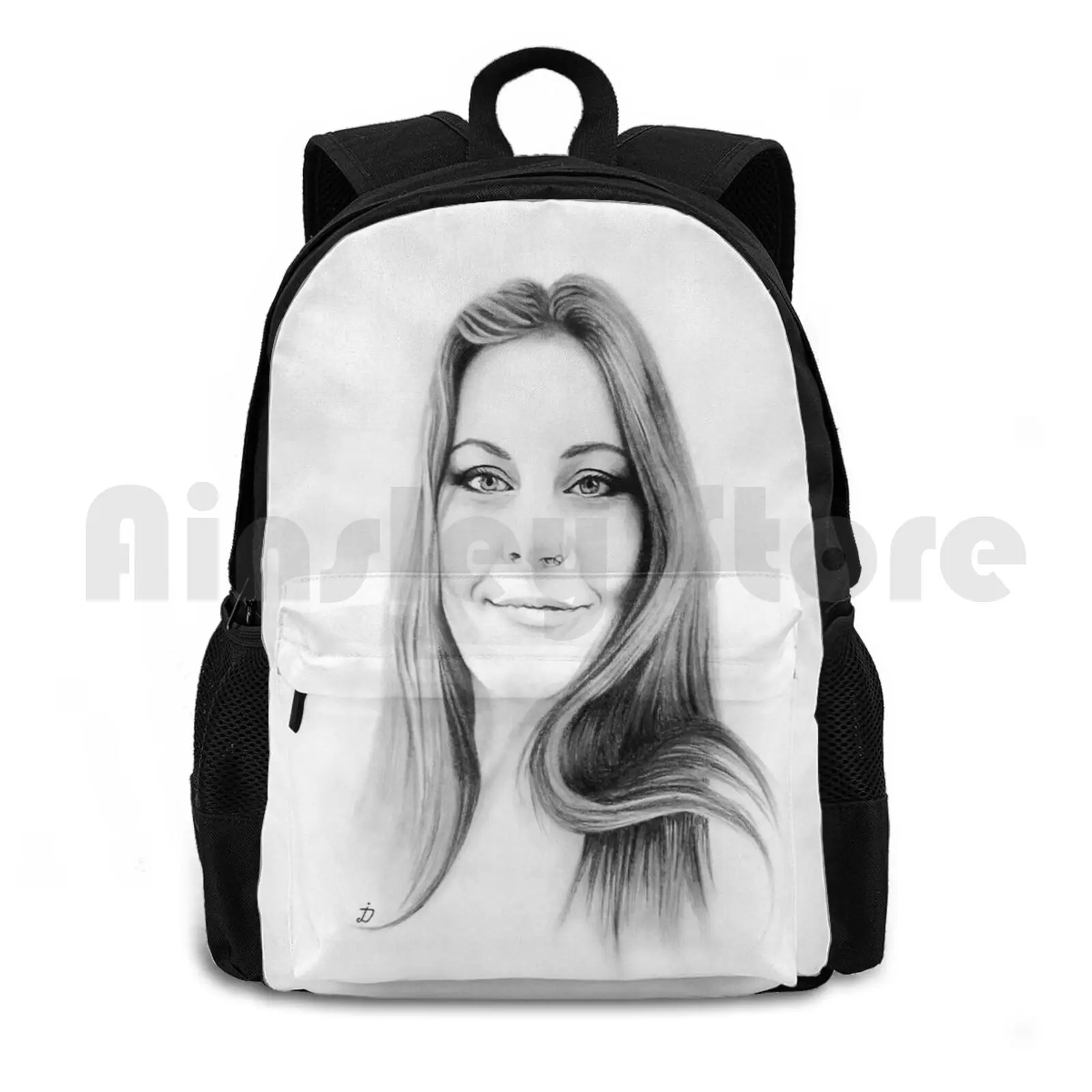 Floor Jansen Pencil Portrait. Outdoor Hiking Backpack Waterproof Camping Travel Handmade Pencil Pencils Portrait Blackandwhite