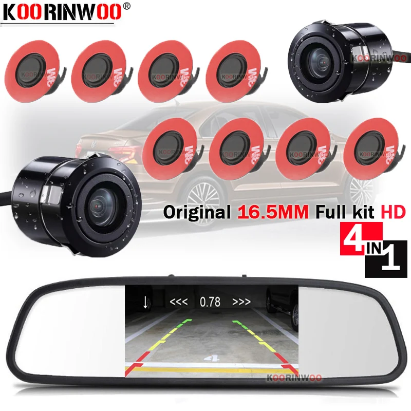 

Koorinwoo For Sony CCD Full Kit Parktronic Sensors Car Video Parking Sensors 8 Detector Alarm Monitor Mirror Rear View Camera