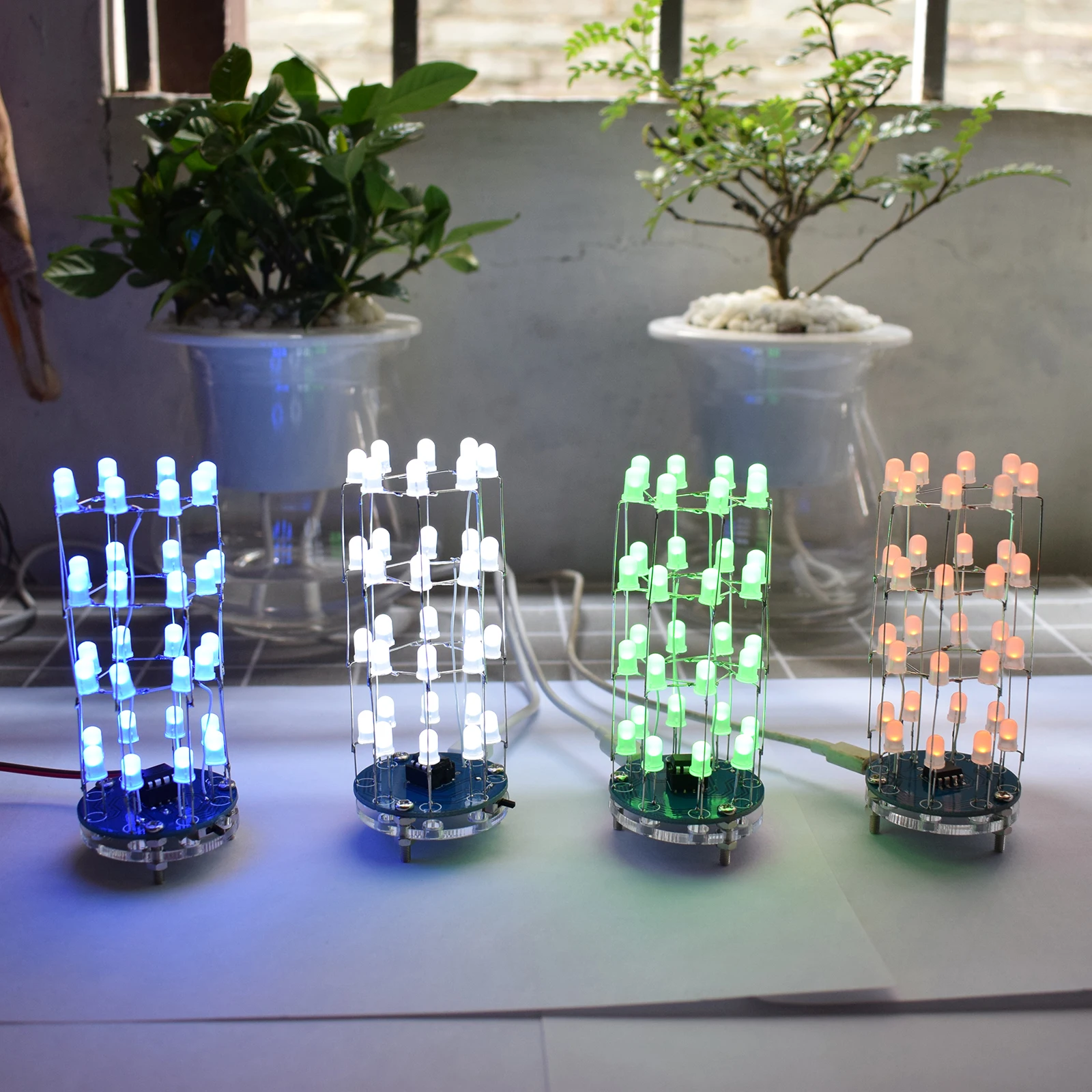 LED ทรงกระบอก Cube8x4 Cube อิเล็กทรอนิกส์ DIY Simple Making Kit สำหรับผู้เริ่มต้น