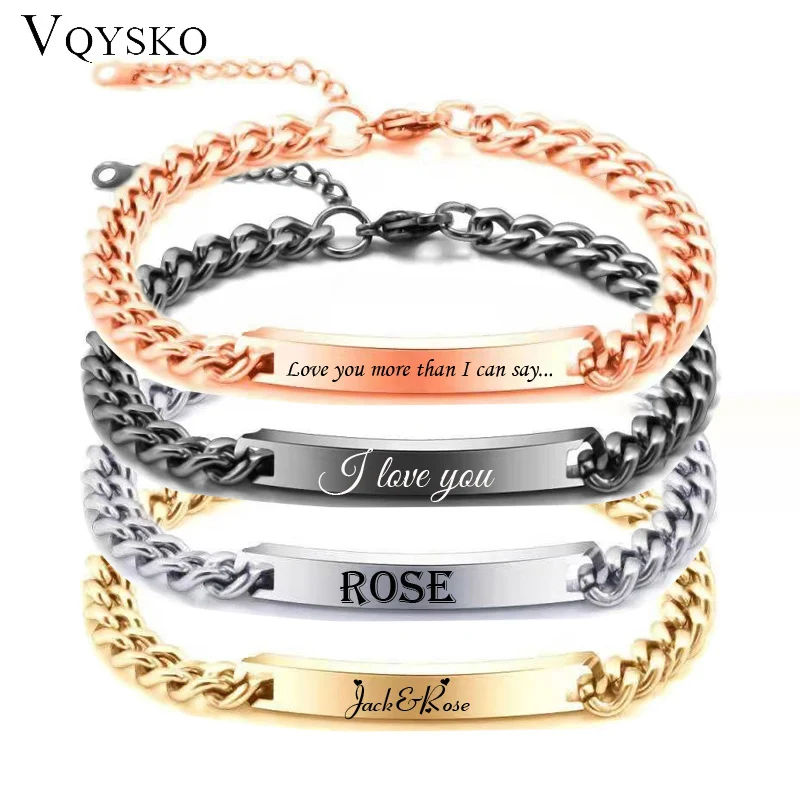 Pulsera de barra de identificación con nombre personalizado para hombre, regalo de San Valentín, pulseras de cadena de acero inoxidable para hombre, joyería personalizada al por mayor