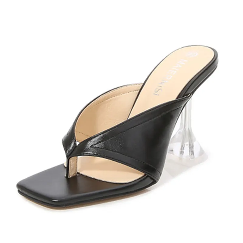 

New square-head high-heel fashion peep-toe clip-toe ladies' plus-size sandals, 9cm high-heel model pole dancing shoes