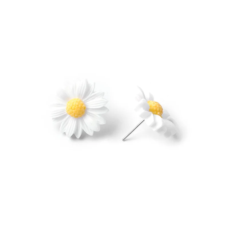 Shiny Side New Fashion Brand Jewelry Elegant Flower Stud Earrings for Women Gift Simple Style Daisy Statement Earrings