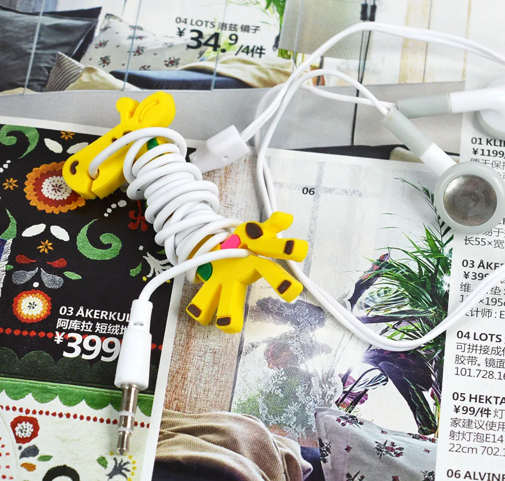 Earphone Organizer Headphone Cute Cable Giraffe Economic Genuine Cartoon creative animal Organizer Pink and Yellow optional