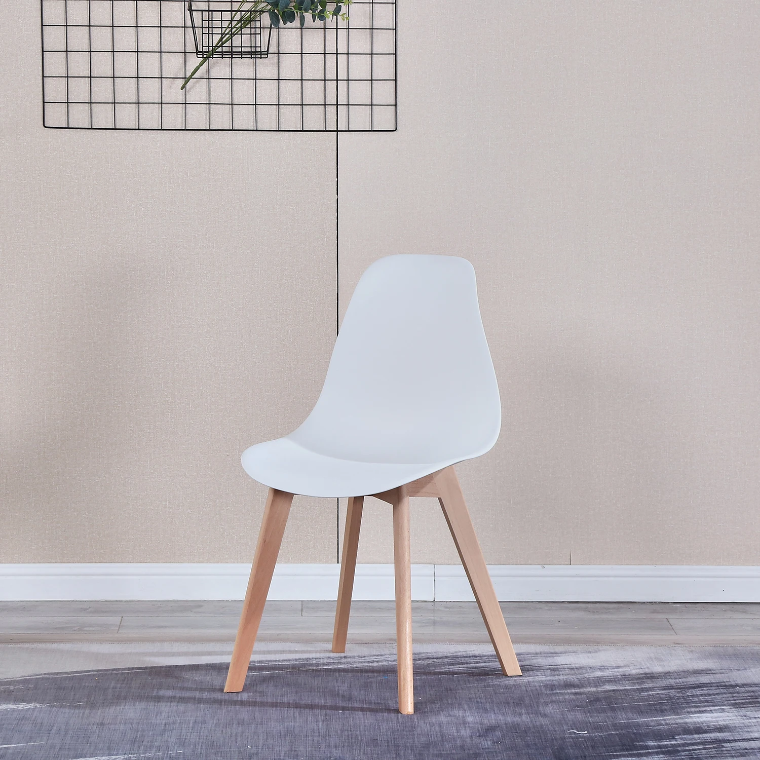 Egoonm Set mit 4 nordischen mittelalter lichen Esszimmers tühlen mit Massivholz beinen für Wohnzimmer Esszimmer Schlafzimmer Arbeits zimmer (weiß/schwarz/grau) – Detail 8