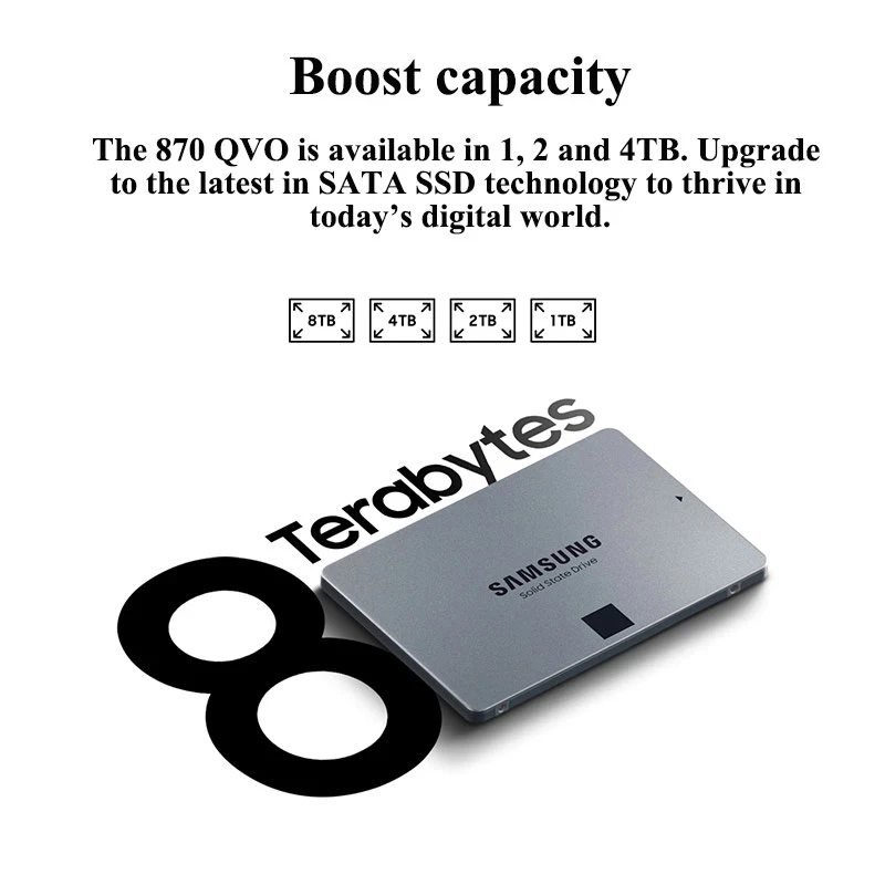 Imagem -03 - Samsung-disco Rígido de Estado Sólido para Desktop Ssd Novo 100 870 Qvo 1tb 2tb 25 4tb 8tb Hdd Interno Sata Iii Qlc Sata3