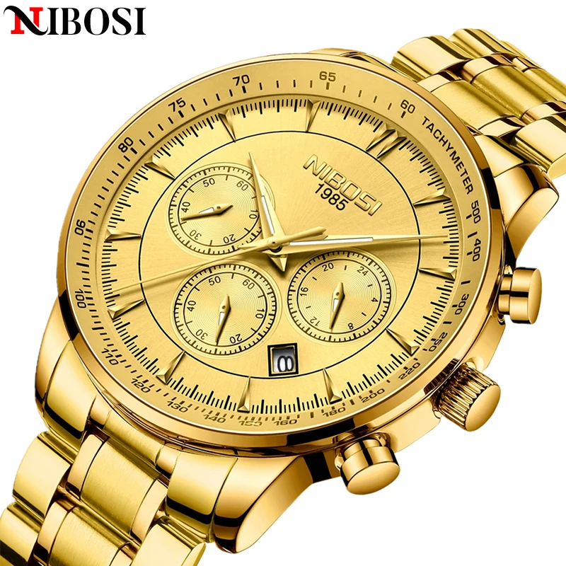 

NIBOSI Fashion Men Watch Brand Luxury Stainless Steel Sport Chronograph Quartz Watch For Men Dress Clock Relogio Masculino