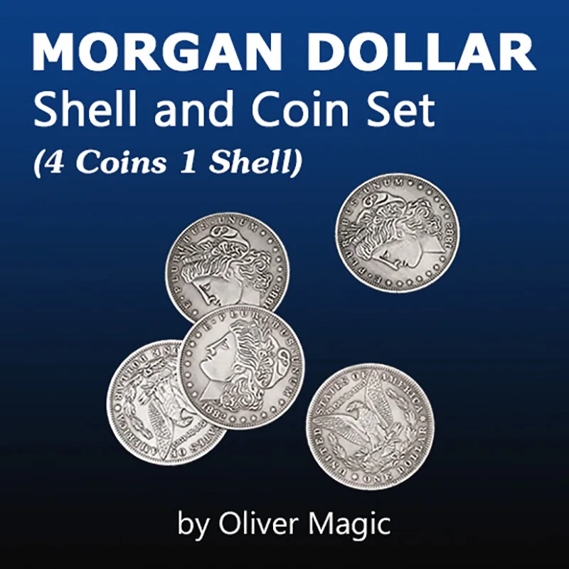 Morgan Dollar Shell and Coin Set (4 Coins) Magic Tricks Coins Vanish Change Magia Close Up Illusions Gimmick Props Mentalism Fun