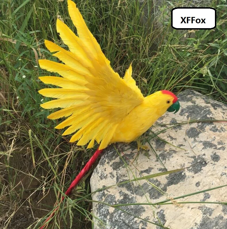 Large Yellow Parrot Model Simulation Toy with Foam & Furs Wings Bird Gift Approx. 40x60cm - Home Decor/Children's Play