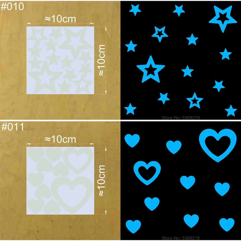 Leuchtende Sterne Wandaufkleber, die im Dunkeln leuchten, Mond/Herz/runder Aufkleber für Kinderzimmer, Kinderzimmer, Geschäft, Hotel, DIY-Dekoration – Detail 7