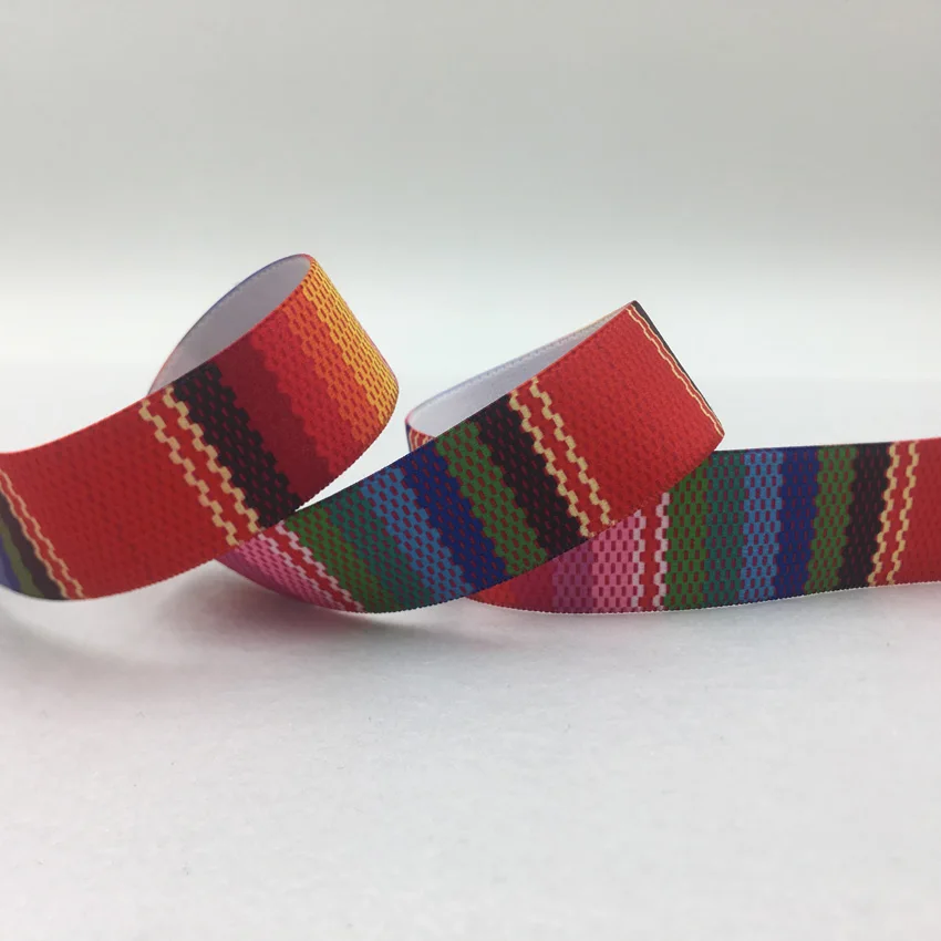 1Meter 25MM 38MM Leopard Rainbow Stripe Flame Print Elastic Straps DIY Garment Rubber Band Trouser Belt Sewing Accessories