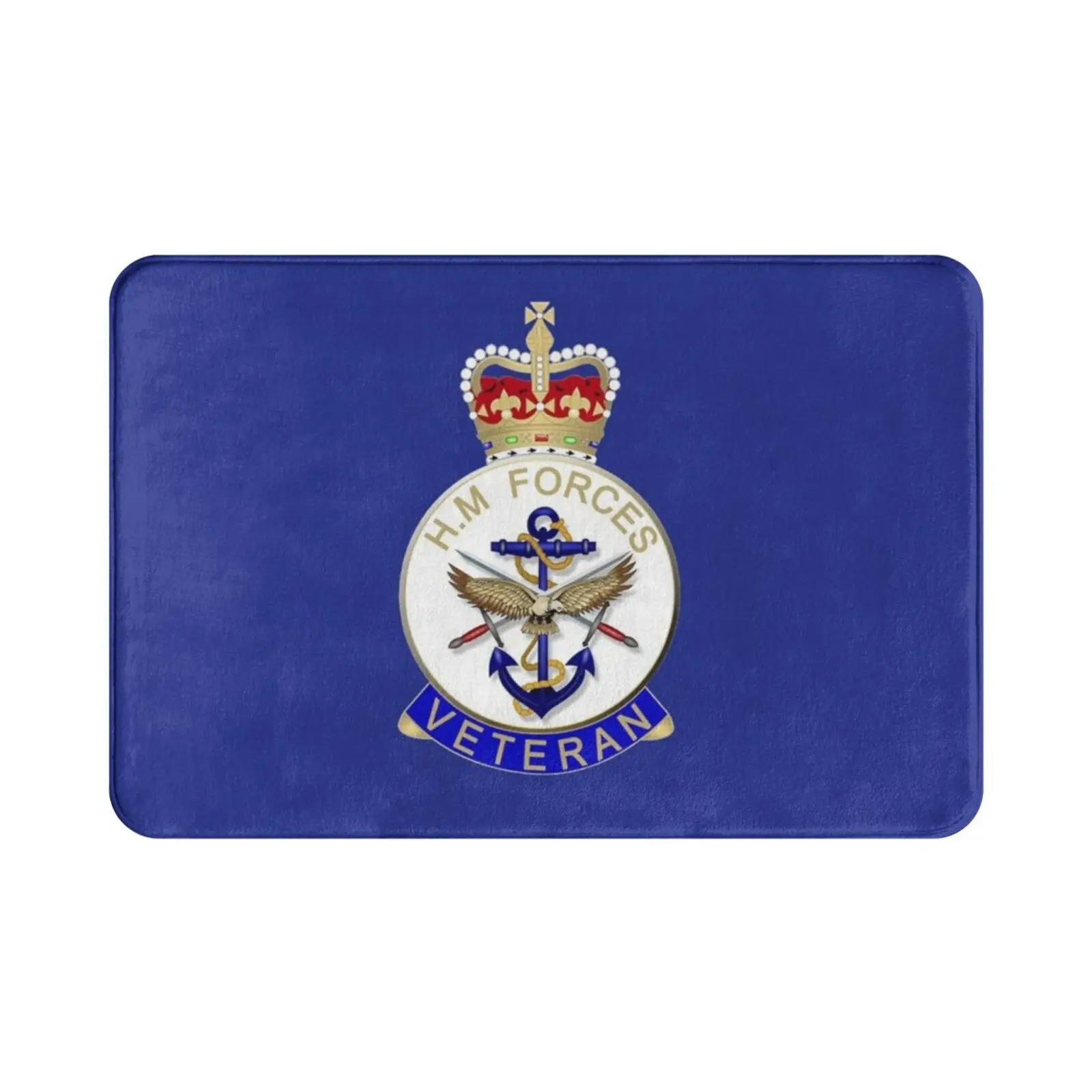 Forces Veteran Badge. British Veteran. On Royal Blue. Carpet Mat Rug Cushion Soft Forces Army Navy Raf Veteran