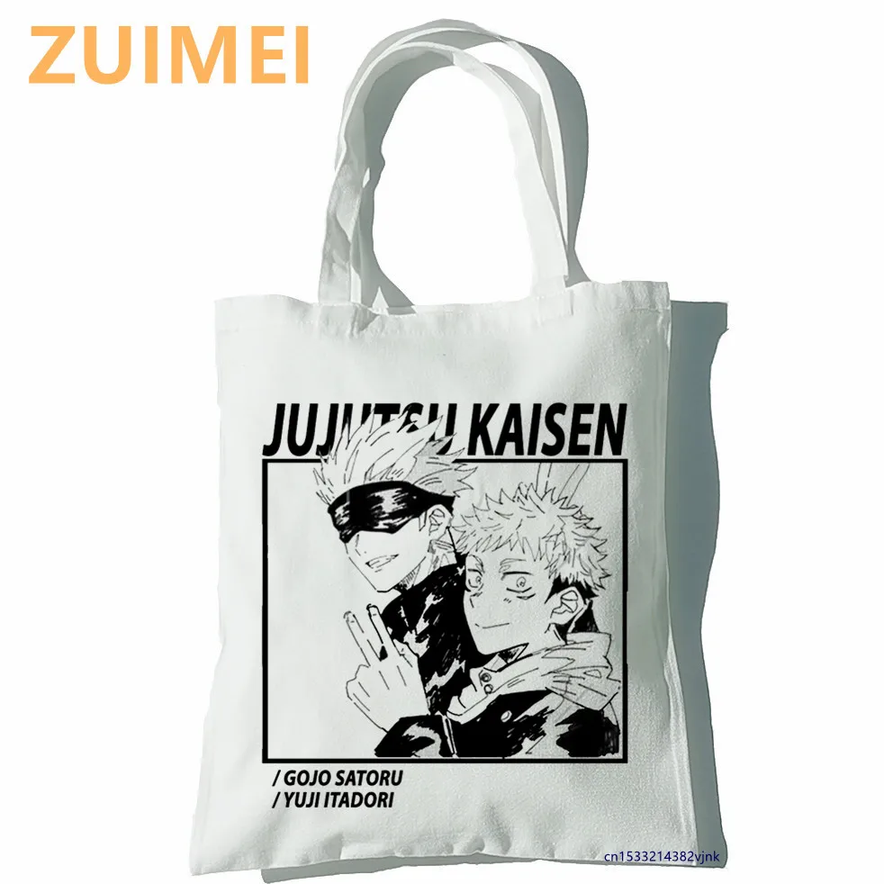 Bolso de Anime Jujutsu kaisen Team para mujer, bolsa de lona gótica Harajuku, de gran capacidad, informal