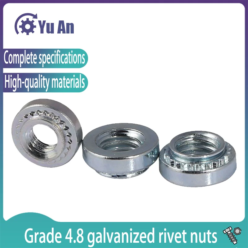 4.8-stage Galvanized Rivet Nut Environmental Protection Plate Gold Nut Rivetnut Rivet Nut Rivet Nut M2-M10  50PCS