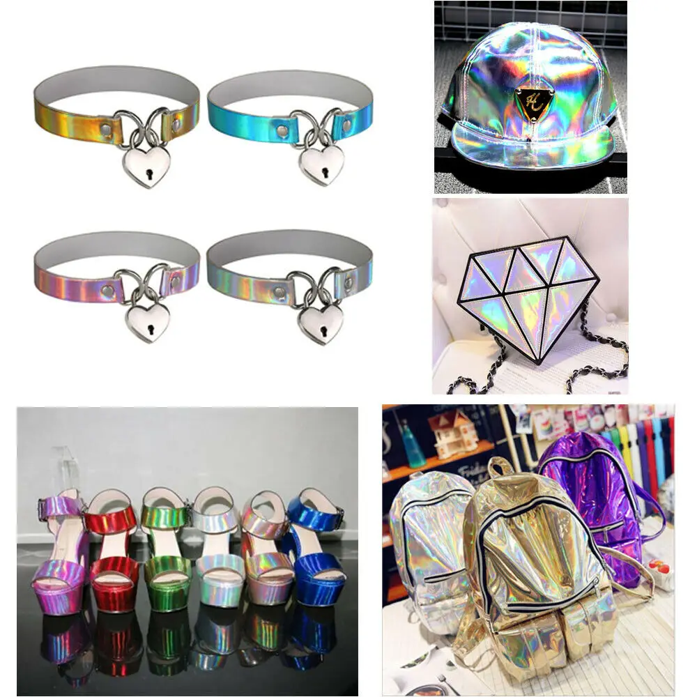 A4 20x30cm Laser Holographic Iridescent Mirrored Faux PU Synthetic Leather Fabric for Bows Dress Earring DIY Material Handmade