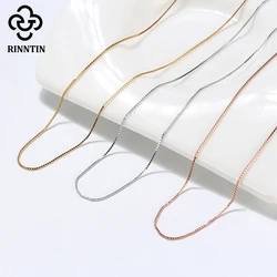 Rinntin Trendy Silver 925 Fashion 0.6/1.0/1.5mm Thin Link Box Chain for Women Men Chain Necklace Accessorie Jewelry SC07