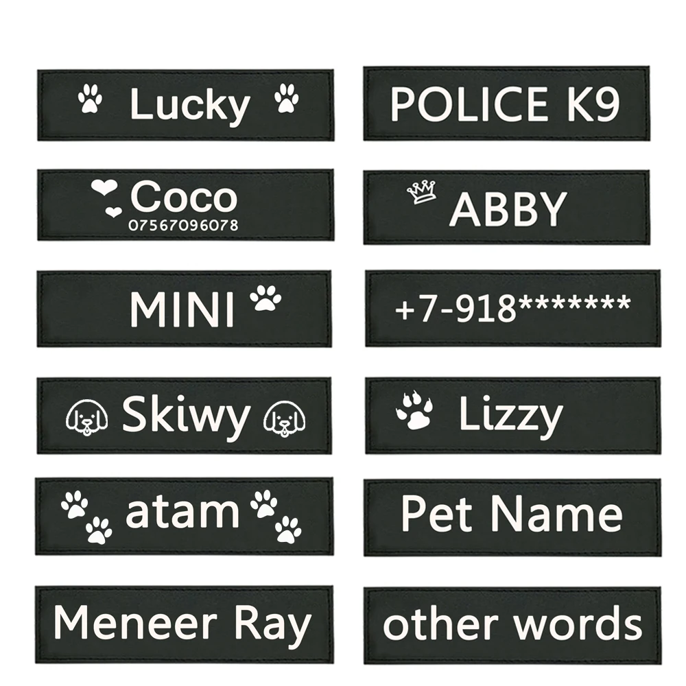 2pcs Customized Dog Label K9 Dog Harness vest Personalized Sticker Custom Dog name Tag or Logo DIY Pets dog Accessories