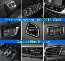 Car Air Vent Door Speaker Inner Gear Shift Box Panel Trim Cover For Honda Accord 10th 2018 2019 2020 Carbon fibre Interior Style
