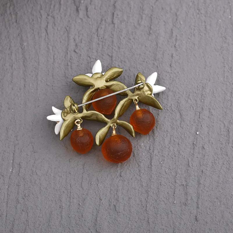 Orange Flower Corsage Pin Brooch Joker Female Niche Design Accessories Chain Scarves Buckle