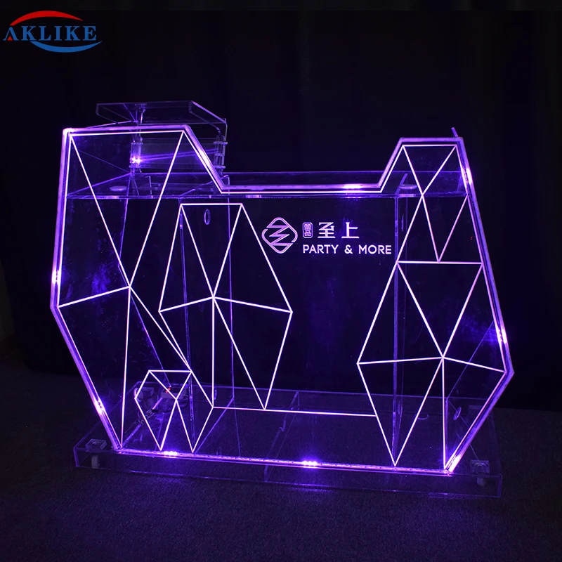 Led DJ Table Dj Booth Cool Bar Equipment Acrylic Luminous Dj Display Mixer Desk Disc Table Commercial Night Club Furniture