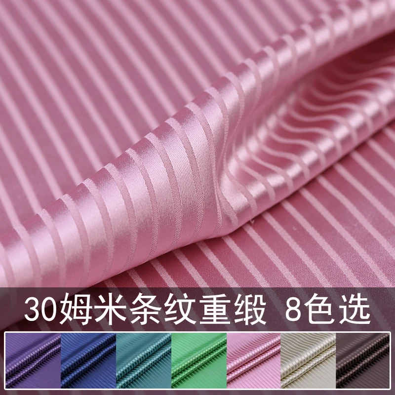 

Custom 30 at M Jacquard Striped Silk zhong duan Fabric Silk Satin Dress Suit Clothing Fabric Silk Fabric