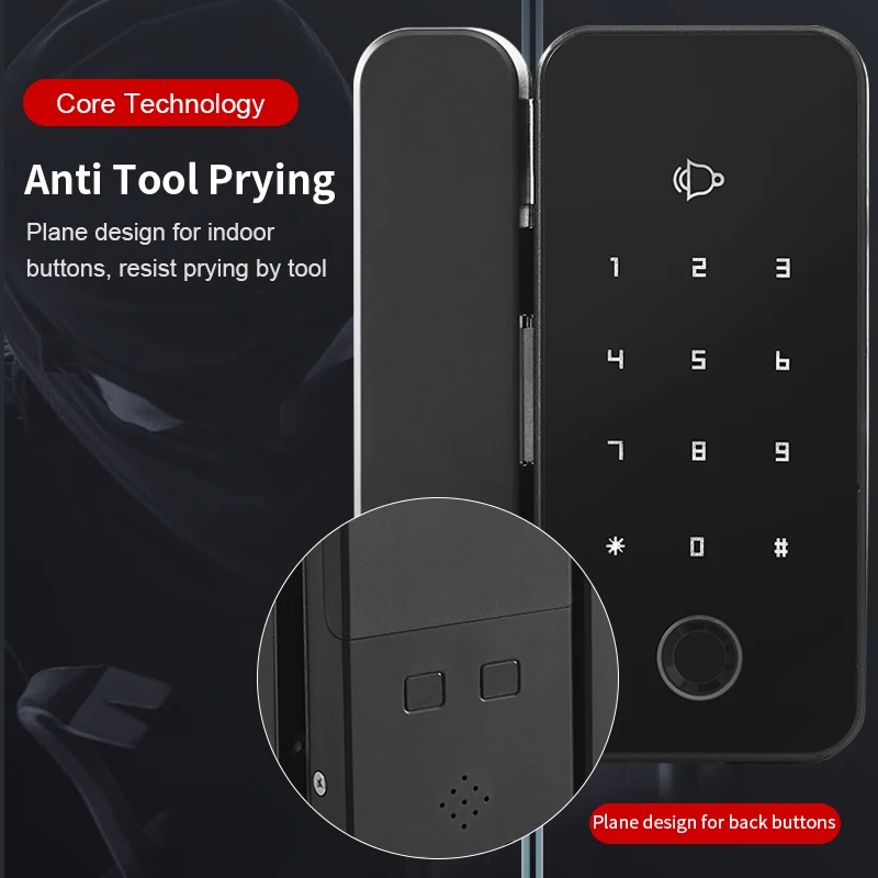 Multi Language Bluetooth Fingerprint Lock for Glass Door Remote Control Door Lock for Office Electronic Keyless Lock Smart Lock