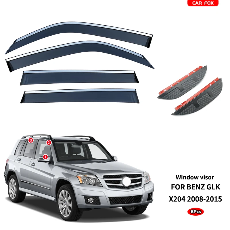 

For MERCEDES Be-nz GLK Class X204 2008-2015 Plastic Window Visor Vent Shades Sun Rain Deflector Guard 4PCS/SET