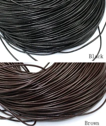 100M/lot light brown black brown 1mm 1.5mm 2mm wax Round COW Genuine Leather Cord accessories Necklace Rope String Thread vv24