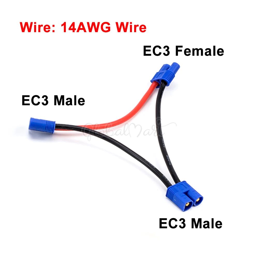 XT60 / XT90 / T Plug / EC5 / EC3 Connector Male to Female 12AWG / 14AWG Battery Adapter Series Y Shape RC Connection Cable