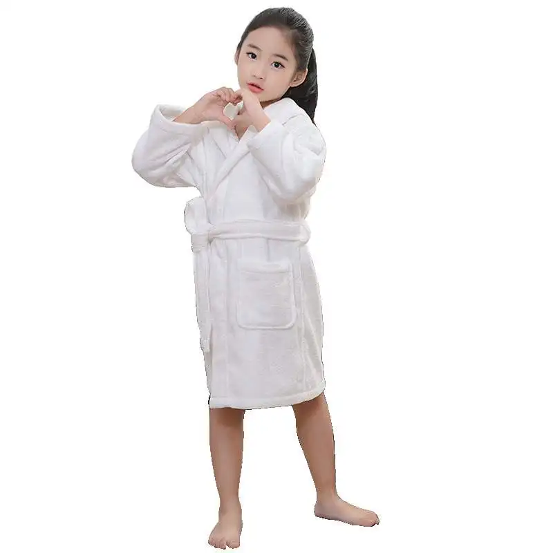 Adult Boy Girls Hooded Toweling Terry Robe Soft Sleeprobe Kids Casual Homewear Winter Solid Family Robe For Cotton Bathrobe