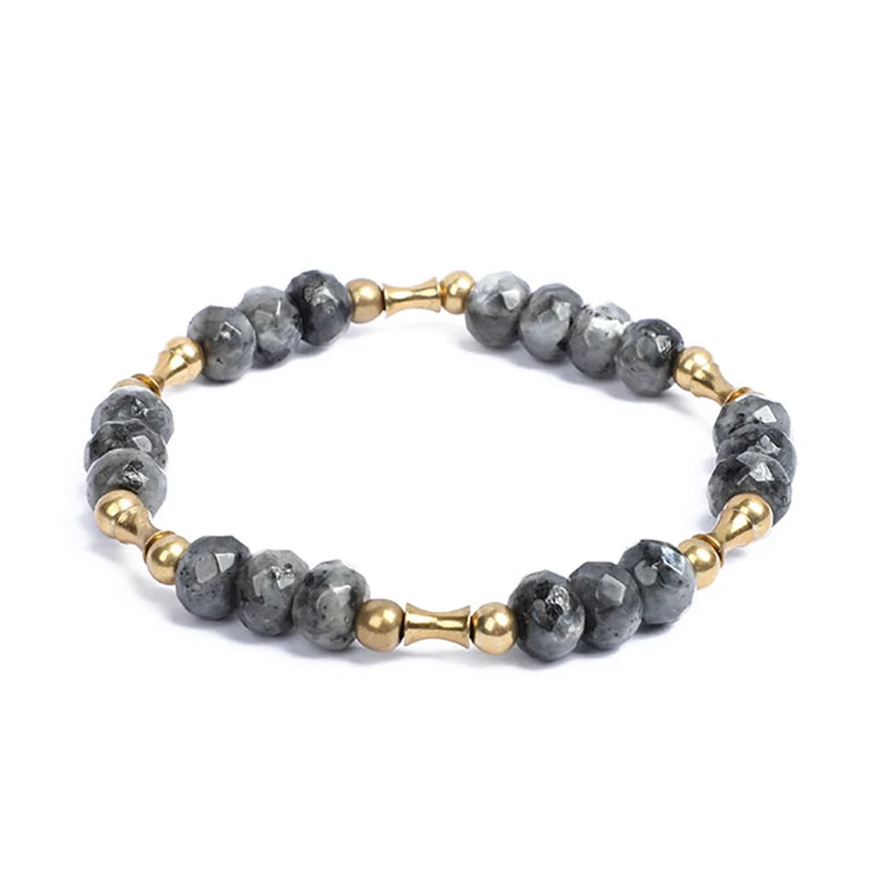 Faced Tiger Eye Beads Stretch Bracelet Black Hornblende Bamboo Copper Charm Protective Good Luck Artisan Jewelry Male Female