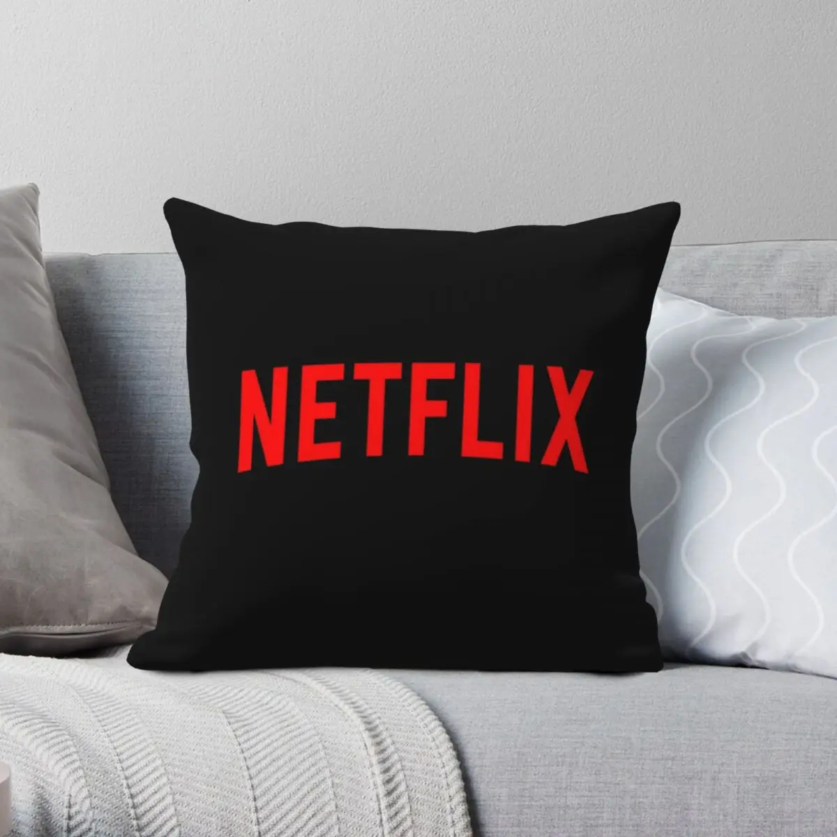 Netflix Square Pillowcase Polyester Linen Velvet Printed Zip Decorative Pillow Case Home Cushion Cover