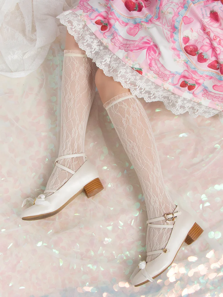 Japanese Thin Breathable Lolita Girl Lace xiao hua bian Socks sen xi Vintage Lace  kawaii Lolita socks women funny socks