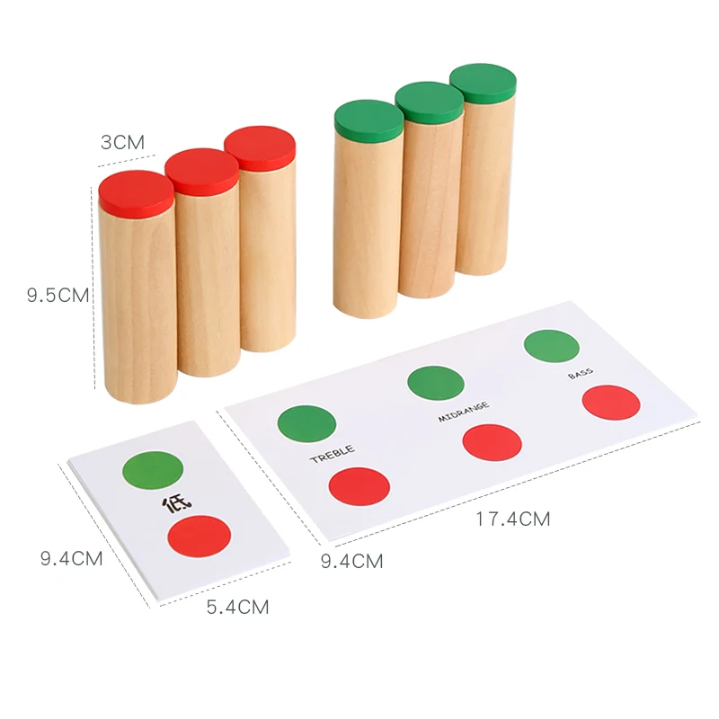 Montessori Materials Sensorial Toy Three Step Sound Bucket High/Middle/Low Tone Baby Educational Sound Collection Shaking Tube