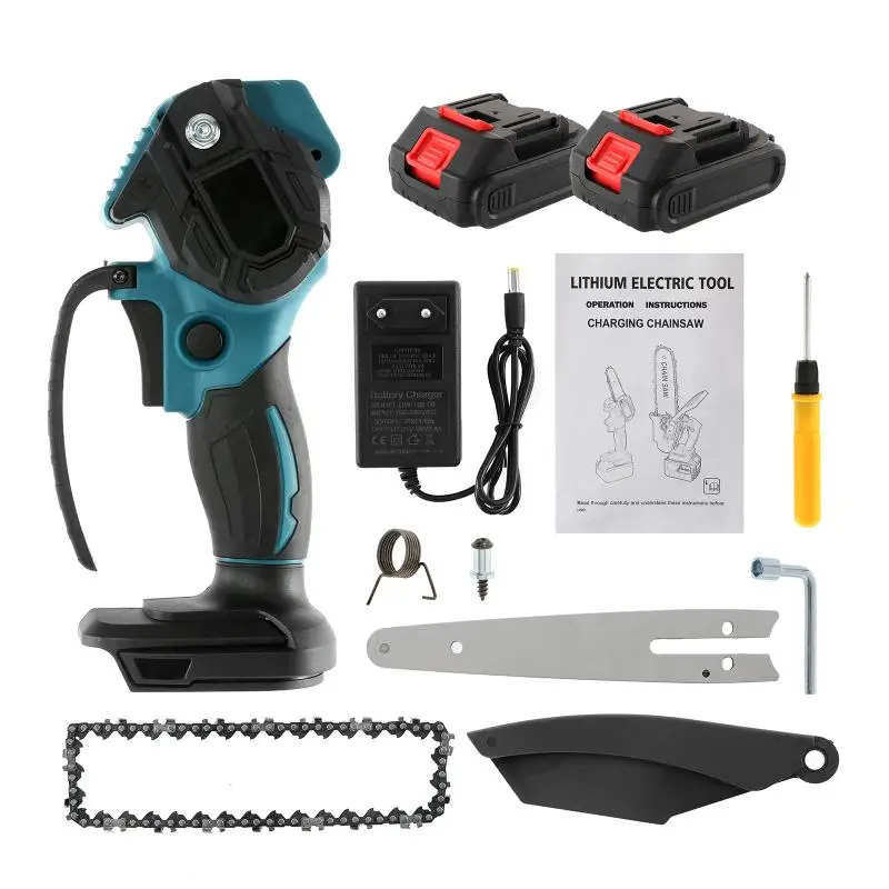 Imagem -06 - Recarregável Mini Elétrica Poda Chain Saw com Indicador de Bateria Carpintaria Chainsaw Jardim Logging Cutter Tool 1200w 88v
