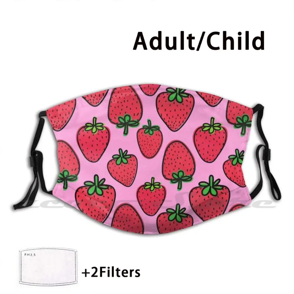 Strawberry Mask DIY Washable Filter Pm2.5 Mouth Trending Strawberries Strawberry Girly Fruit Pink Strawberry Pattern Strawberry