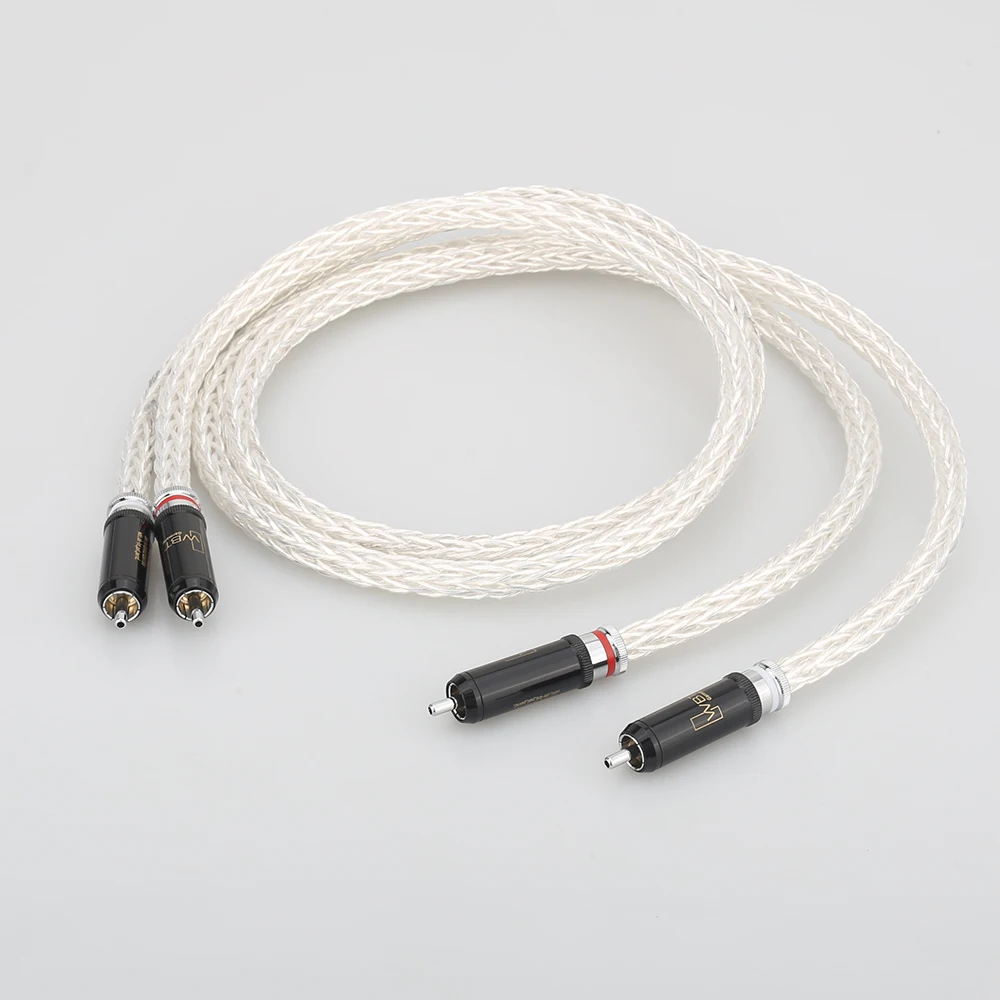 

Hi-End 8AG Silver Plated OCC 16 Strands Audio Cable With WBT RCA Plug Cable HIFI 2RCA TO 2RCA Cable