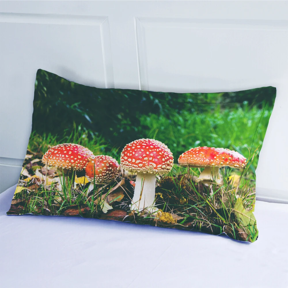 AHSNME Wild Red Mushrooms in the Forest Customizable King Queen Full Bedding Sets Brand Duvet Cover pillowcase set