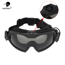 Tactical Fan gogle System przeciwmgielny wentylator dobry wpływ wymienna soczewka ochronna Motor Cycling Paintball Airsoft CS Wargame