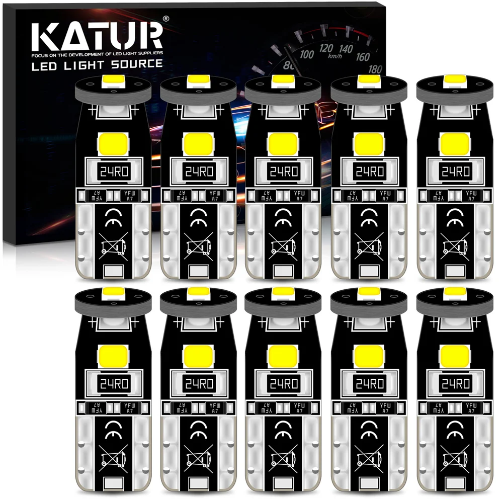 Katur 10 adet 3030 SMD T10 W5W 194 Led ampuller park araba LED yan ışık gövde lambası 12V turuncu aydınlatma WY5W Peugeot 206 için