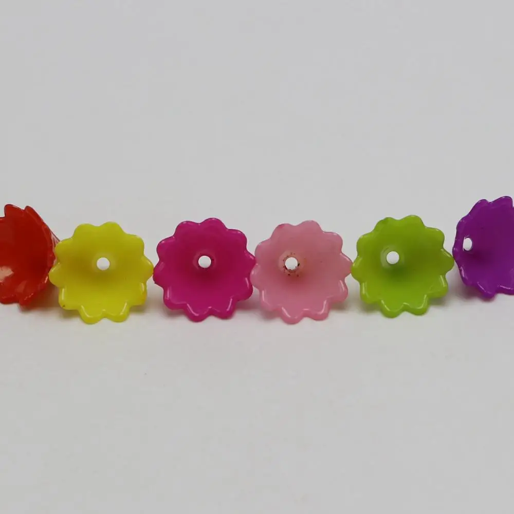 200pcs Mixed Bubblegum Color Acrylic Morning Glory Flower Beads Cap 15X10mm