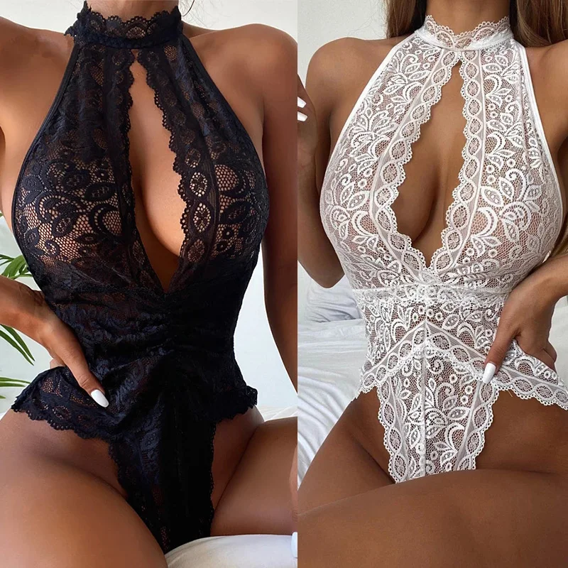 

Women Lingerie Lace Bodysuit Sexy Lingerie Sleepwear Mesh Lace See-through Teddies Catsuit Erotic Costume Sexy Body Underwear