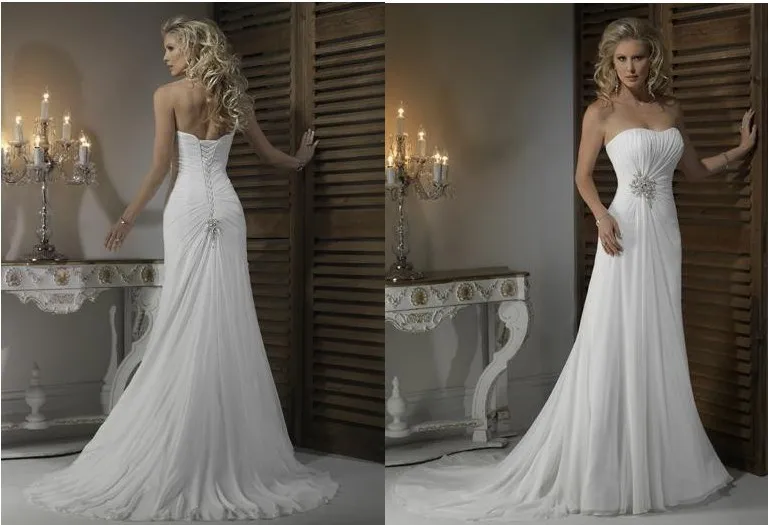 2016 Real Floor-Lengte A-lijn Trouwjurken Jurk Gratis Verzending Crystal Nieuwe Chiffon Wedding Bruidsjurk Maat Size Plus