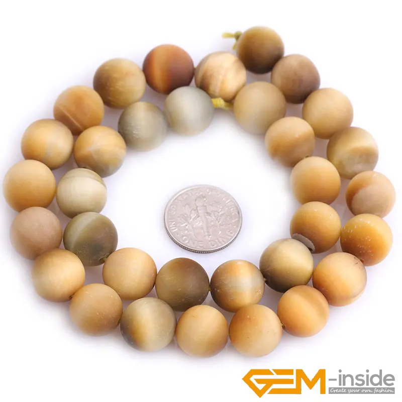 Natural Stone Tiger Eye Frosted Matte Unpolished Round Bead For Jewelry Making Strand 15\