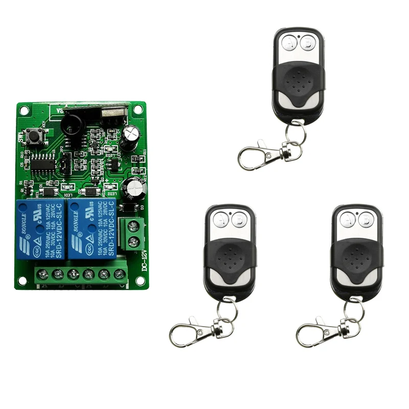 DC12V 24V 2 CH Channel 2CH Mini Wireless RF Remote Control Light Switch 10A Relay Output Radio Receiver Module +Transmitter