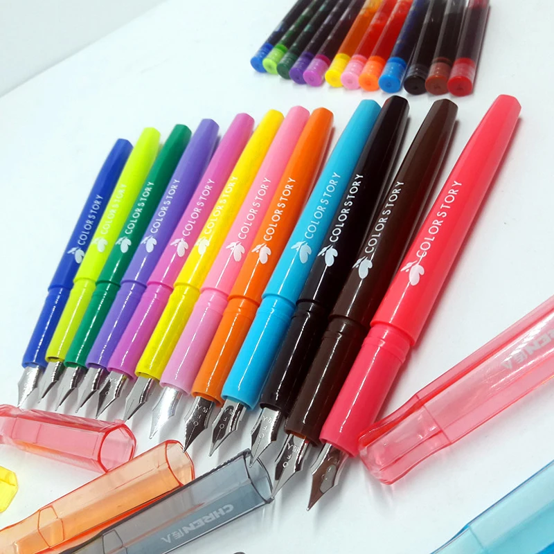 12pcs/set colors sweet office for school 2020  Fountain pen Nib 0.5mm Student supplies cute pens for writing highlighters 3557